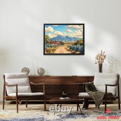 Mexican Landscape with Agave Fields and Mountains Art Print Tequila Poster