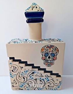 Mexican Pottery Tequila Bottle Fine Hand Painted Ceramic Skull Day of Dead 10