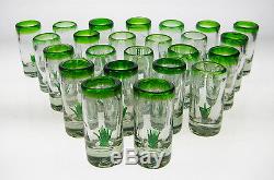 Mexican SHOT Glasses (24), Handblown with Agave Cactus or Saguaro (tequila)
