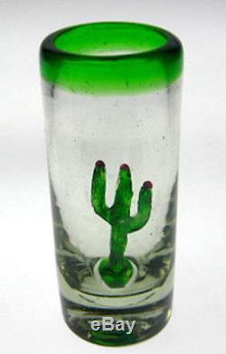 Mexican SHOT Glasses (24), Handblown with Agave Cactus or Saguaro (tequila)