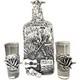 Mexican Set Of White Artisanal Tequila Bottle And Shot Glass Handmade In Mexico