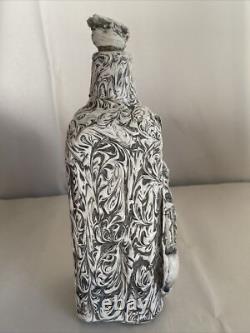 Mexican Set Of White Artisanal Tequila Bottle And Shot Glass Handmade In Mexico