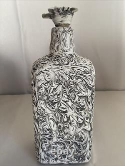 Mexican Set Of White Artisanal Tequila Bottle And Shot Glass Handmade In Mexico