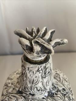 Mexican Set Of White Artisanal Tequila Bottle And Shot Glass Handmade In Mexico