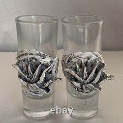 Mexican Set Of White Artisanal Tequila Bottle And Shot Glass Handmade In Mexico