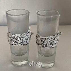 Mexican Set Of White Artisanal Tequila Bottle And Shot Glass Handmade In Mexico