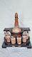 Mexican Leather Western Barware Tequila Cow Bull Decanter 6 Shot Glass Set Wood