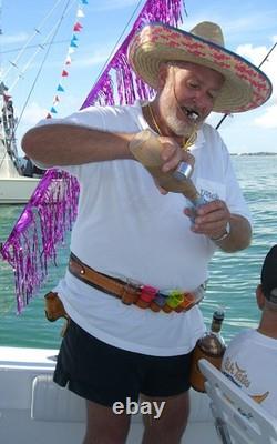 Mexican leather belt Tequila Bandolier belt 42 with shot glasses and all