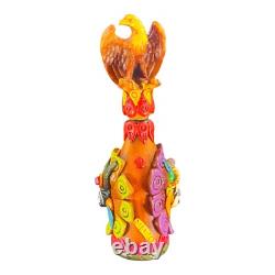 Mexico Folk Art Hand Made Textured Colorful Tequila Bottle Decanter Bottle W Lid