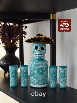 Mexskeletons Tequila Decanter Set Liquor Decanter Shot Glasses And Mexican