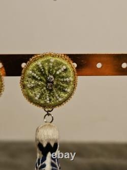 Mignonne Gavigan Signed Tequila Bottle/lime Embroidered Earrings
