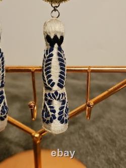 Mignonne Gavigan Signed Tequila Bottle/lime Embroidered Earrings