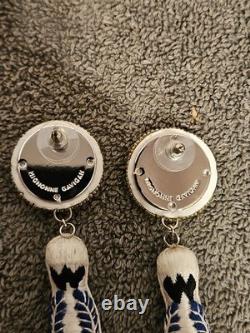 Mignonne Gavigan Signed Tequila Bottle/lime Embroidered Earrings