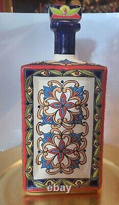 Mint! Empty DOS ARTES Reserva Especial Extra Tequila Hand Painted Ceramic Bottle