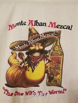 Monte Alban Mezcal Tequila T-Shirt Adult White XL Worm Mexican Sombrero Alcohol
