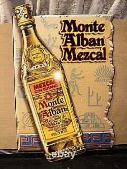 Monte Alban Mezcal Tequila -Tin Bar Sign- New Old Stock! 12 X 20 Approx