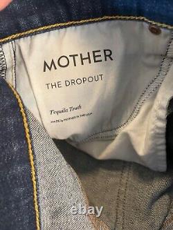 Mother Dark Blue Tequila Truth Denim The Dropout Cotton Blend Jeans USA Size 28