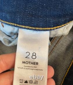 Mother Dark Blue Tequila Truth Denim The Dropout Cotton Blend Jeans USA Size 28