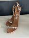 New Aquazzura Strappy Crystal Tequila 105 Mm Leather Nude Sandals, Sz. 39.5 / 9.5
