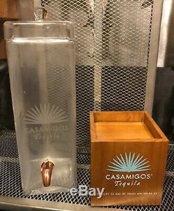 NEW CASAMIGOS TEQUILA Glass & Wood Drink Dispenser with Spigot Infusion Jar