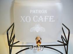 NEW Patron Tequila XO Cafe Frosted Glass Drink Dispenser Large With Spigot RARE
