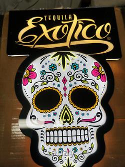 NEW Tequila Exotico Color Changing LED Sugar Skull Day of the Dead Lighted Sign