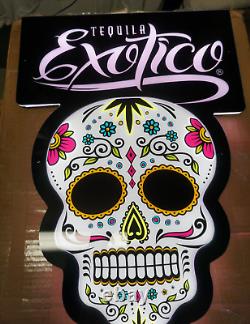 NEW Tequila Exotico Color Changing LED Sugar Skull Day of the Dead Lighted Sign