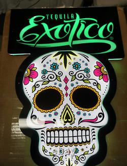 NEW Tequila Exotico Color Changing LED Sugar Skull Day of the Dead Lighted Sign