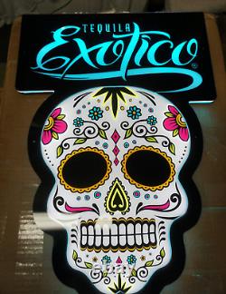 NEW Tequila Exotico Color Changing LED Sugar Skull Day of the Dead Lighted Sign