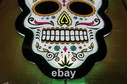 NEW Tequila Exotico Color Changing LED Sugar Skull Day of the Dead Lighted Sign