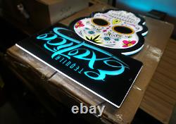 NEW Tequila Exotico Color Changing LED Sugar Skull Day of the Dead Lighted Sign