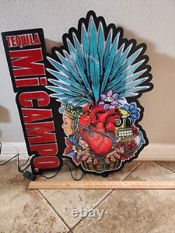 NEW Tequila MI Campo LED Sugar Skull Day of the Dead Lighted Sign