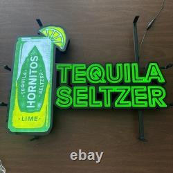 NWOT XL Neon Lime Green Electric Sign-Tequila seltzer Hornitos 25 L X 19W