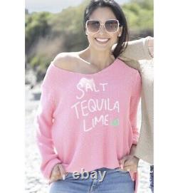 NWT Wooden Ships Salt Tequila Lime V Neck Cotton Pink Sz S/M