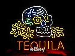 Neon Sign TEQUILA Skull Tiki Decor Handcraft Art Light Beer Bar Bistro Wall