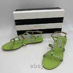 New Aquazzura Tequila Crystal-Embellished Leather Sandals 38 $895