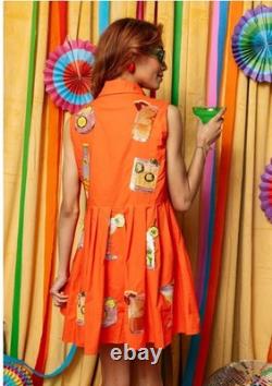 New! QUEEN OF SPARKLES Orange Tequila Drink Icon Collared Dress