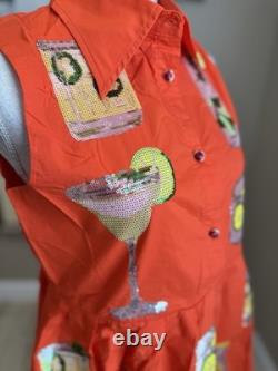 New! QUEEN OF SPARKLES Orange Tequila Drink Icon Collared Dress
