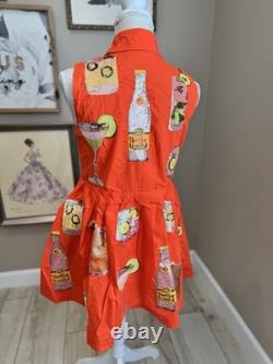 New! QUEEN OF SPARKLES Orange Tequila Drink Icon Collared Dress
