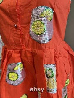 New! QUEEN OF SPARKLES Orange Tequila Drink Icon Collared Dress
