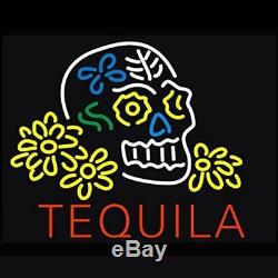 New TEQUILA Skull Neon Sign 32x24
