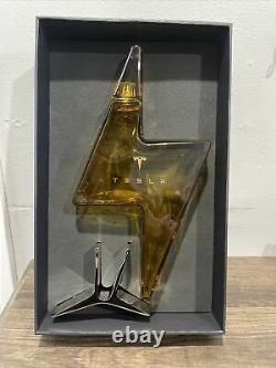 New Tesla Tequila Lightning EMPTY Bottle Decanter With Stand and Box Collectible