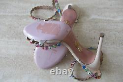 Nw Auth Aquazzura Tequila Rainbow Crystal Beige Leath Sandals Sz35ret$1350wow