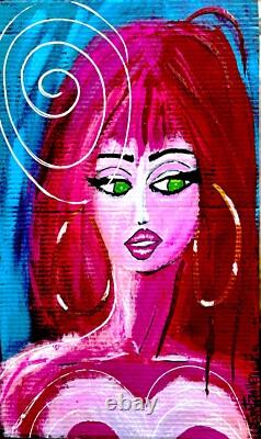 ORIGINAL Pop Art TEQUILA SENORITA PAINTING 12x 21 SWARTZMILLER DNA SIGNED wall