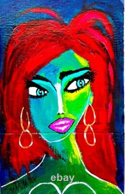 ORIGINAL Pop Art TEQUILA SENORITA PAINTING 12x 21 SWARTZMILLER DNA SIGNED wall