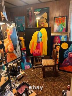 ORIGINAL Pop Art TEQUILA SENORITA PAINTING 12x 21 SWARTZMILLER DNA SIGNED wall