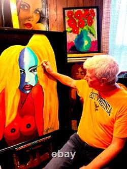 ORIGINAL Pop Art TEQUILA SENORITA PAINTING 12x 21 SWARTZMILLER DNA SIGNED wall