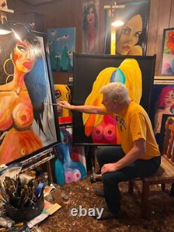 ORIGINAL Pop Art TEQUILA SENORITA PAINTING 12x 21 SWARTZMILLER DNA SIGNED wall