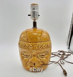 Olmeca Tequila Vintage Pottery Tiki 2 Face Table Lamp With Shade