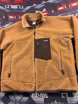 PATAGONIA Retro X Lion Tequila Brown Deep Pile Jacket Vtg Fleece Sherpa XL